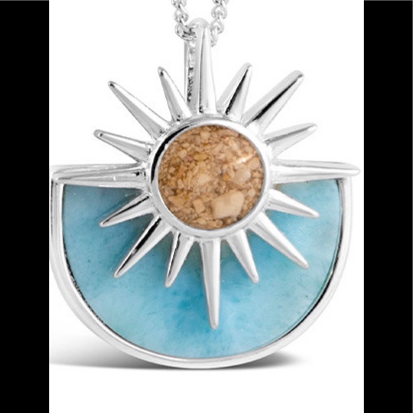 Larimar & Sand Sun Splash 925 Necklace - NIB - Picture 2 of 10